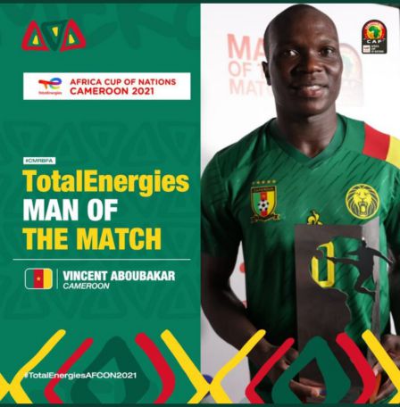 CAN 2021 CAMEROUN : Vincent ABOUBAKAR élu "Homme du match, Cameroun / Burkina Faso"