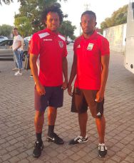 Retrouvailes entre Landry NGOGANG et Fabrice KAH ce 9 septembre 2018 à l‘occasion de Benfica C.Branco / UD Leiria en Coupe du Portugal
