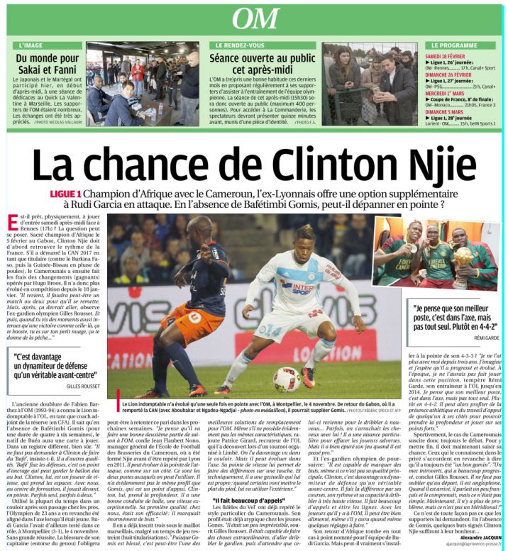 Article "La chance de Clinton NJIE", La Provence